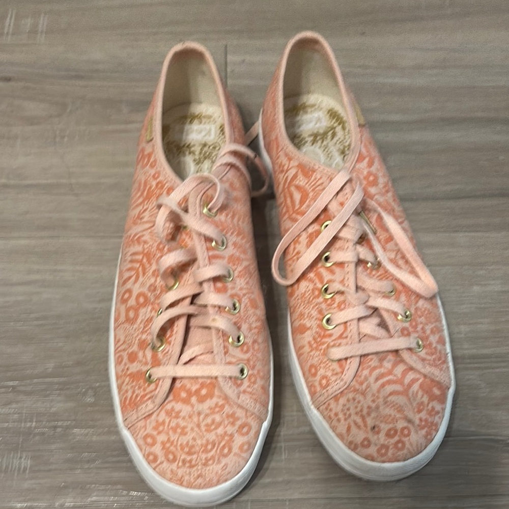 Keds Peach Floral Canvas Sneakers